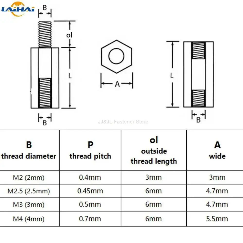 10/50 unidades de latón macizo de cobre M2 M2.5 M3 M4 Pilar hexagonal M-F F-F macho-hembra espaciador hembra para placa base PCB