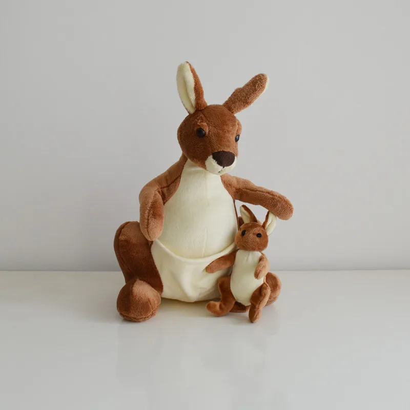 Lovely Kangaroo Parent & Son Brown Animal Soft Stuffed Doll Plush Toy Girl Boy Birthday Christmas Gift 1pc