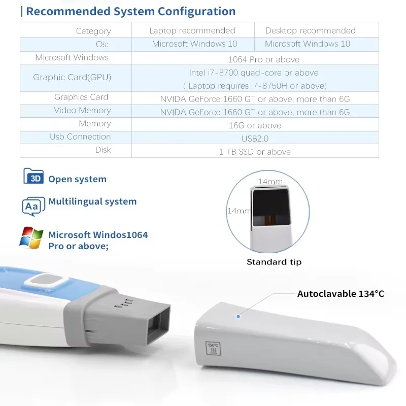 ماسح ضوئي ثلاثي الأبعاد للأسنان داخل الفم + برنامج CAD CMD ترميم تقويم الأسنان CE ISO المعتمد عن طريق الفم ثلاثي الأبعاد ماسح ضوئي داخل الفم Runyes 3.0 #5