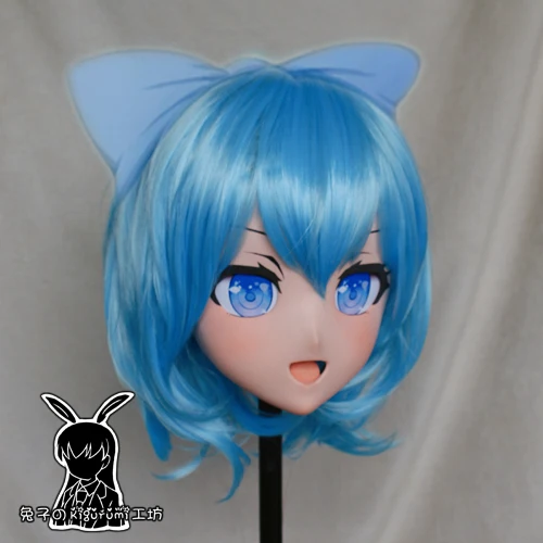 (RK9171)Top Quality Handmade Female Resin Cosplay Japanese Role Play Cirno Kigurumi Mask Crossdresser Doll Transgender Mask