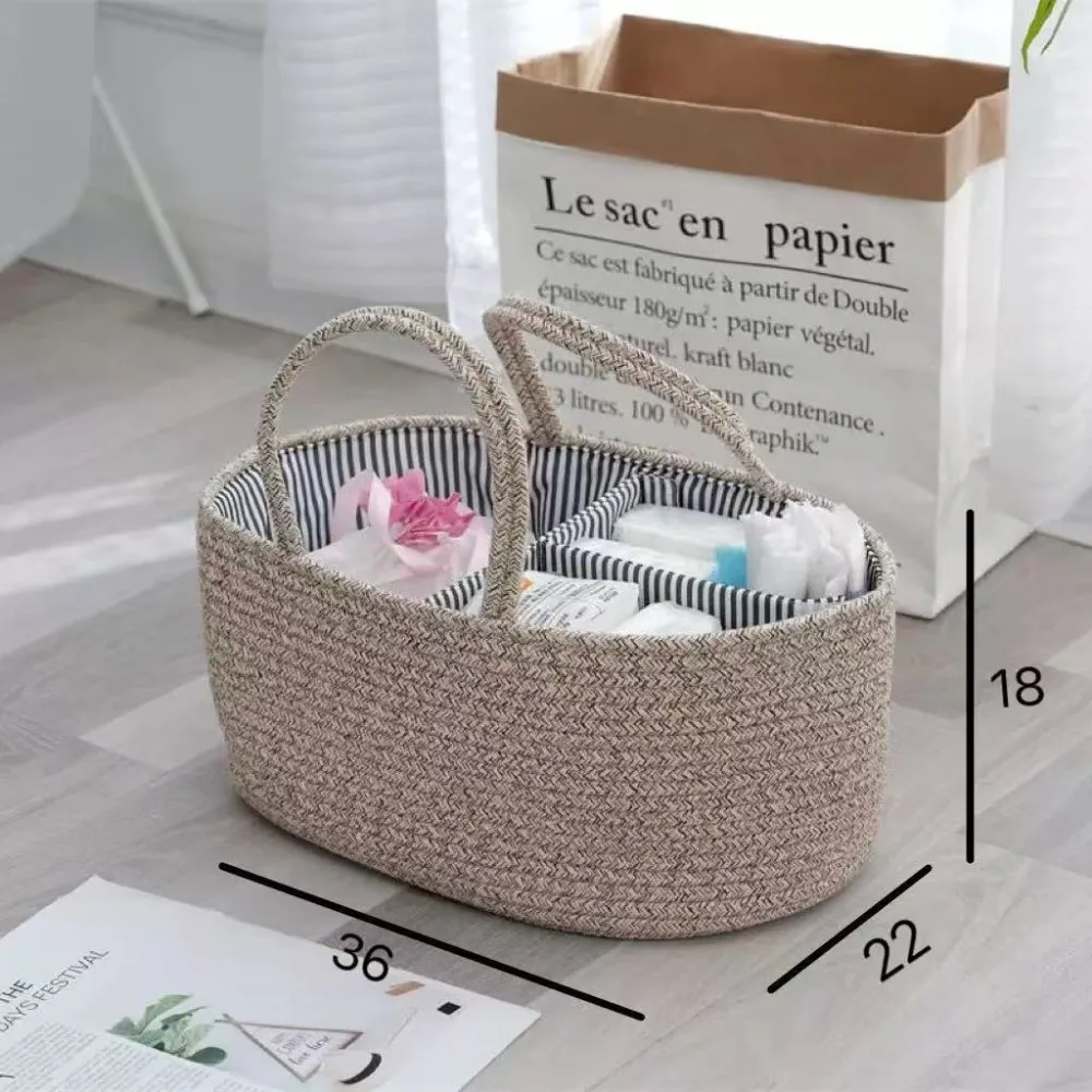 

Ins wind flow Su removable baby toy basket hand woven portable diaper storage