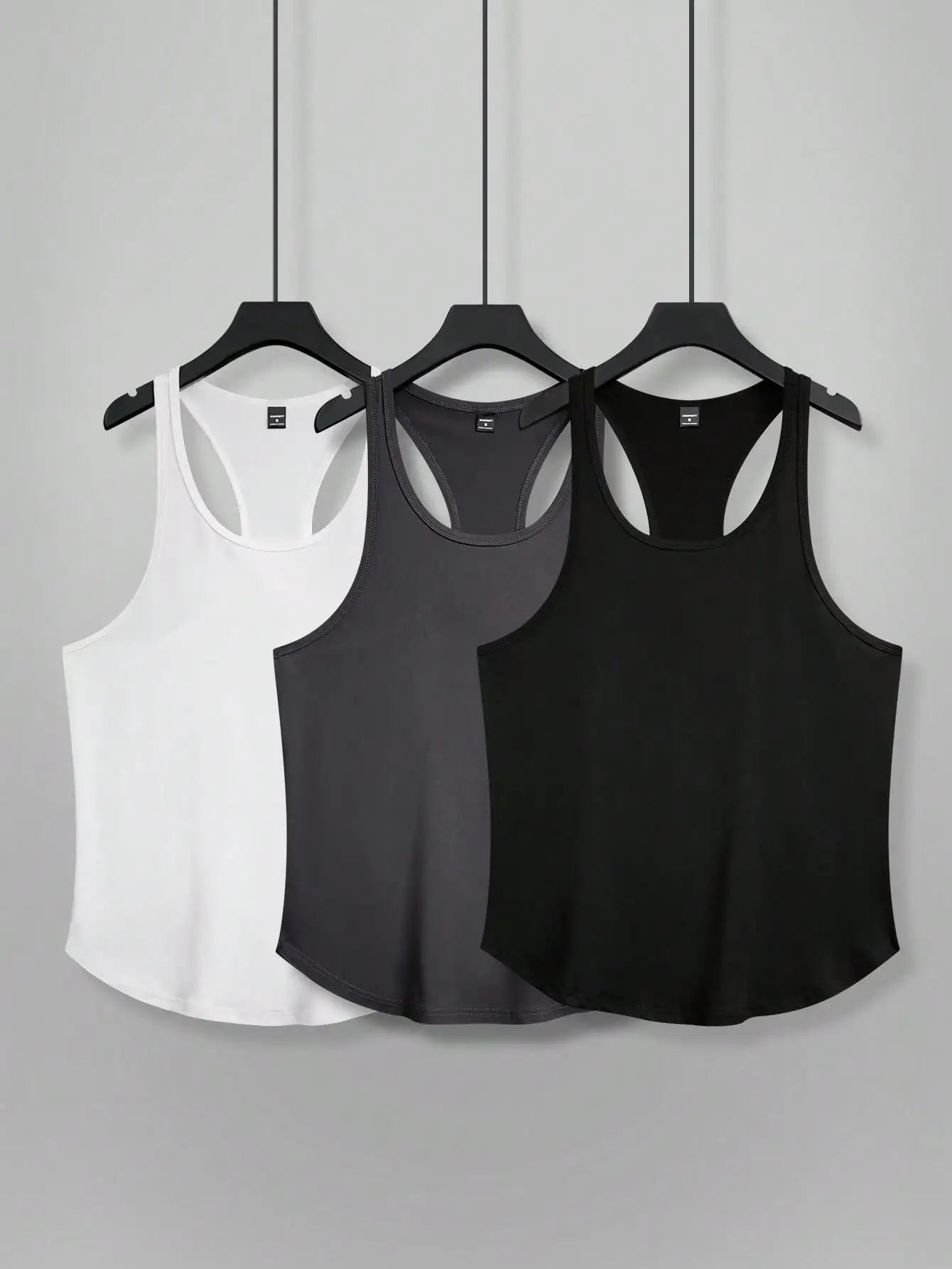 

Набор из 3 мужских однотонных майок-борцовок – легкие повседневные майки для тренировок