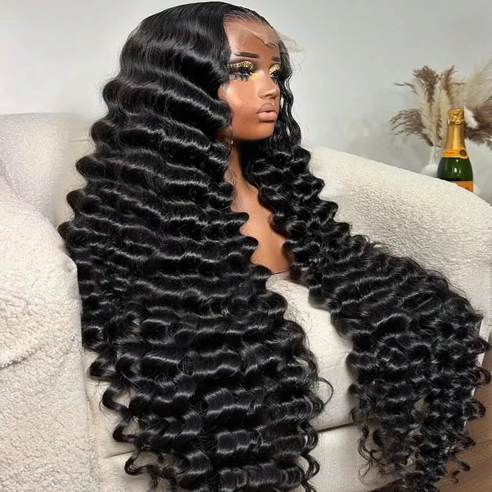 13x4 13x6 HD Transparent Lace Deep Wave Frontal Wig 40-42Inch