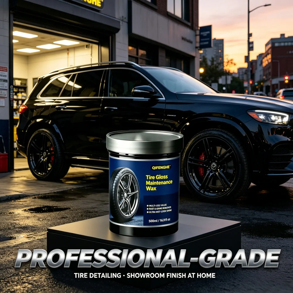 

500ml Car Tire Gloss Wax, Rust & Grime Remover, Ultra Wet-Look Shine, Long-Lasting Tire Protection