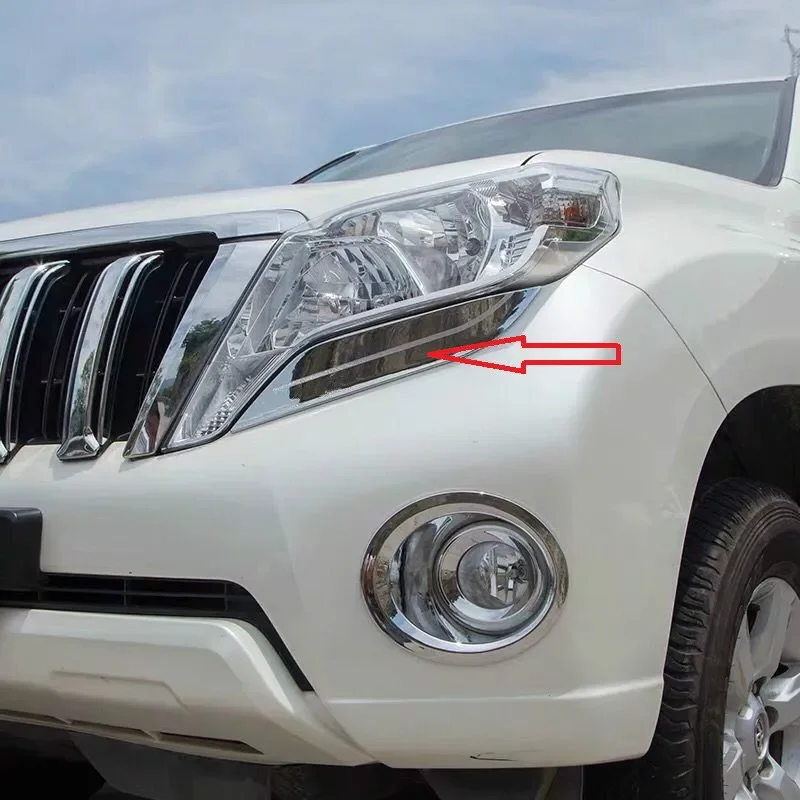 

For Toyota Land Cruiser Prado LC150 FJ150 Chrome Headlight Trim 2014 2015 2016 Car styling Tuning Accessory