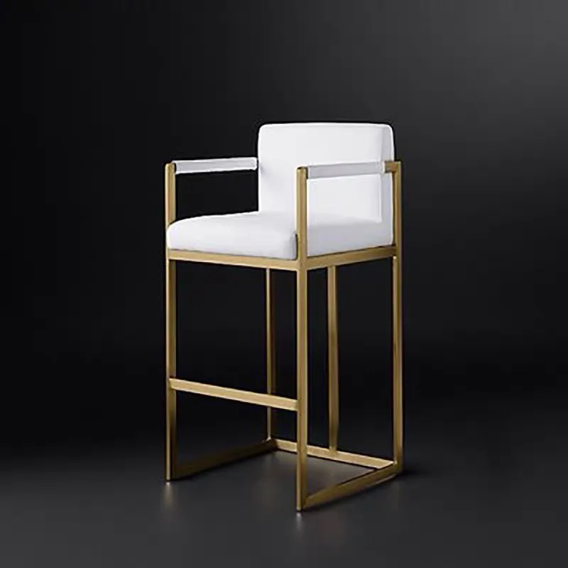 

Nordic bar chair light luxury simple family back chair creative personality gold bar chair wrought iron fashion high stool