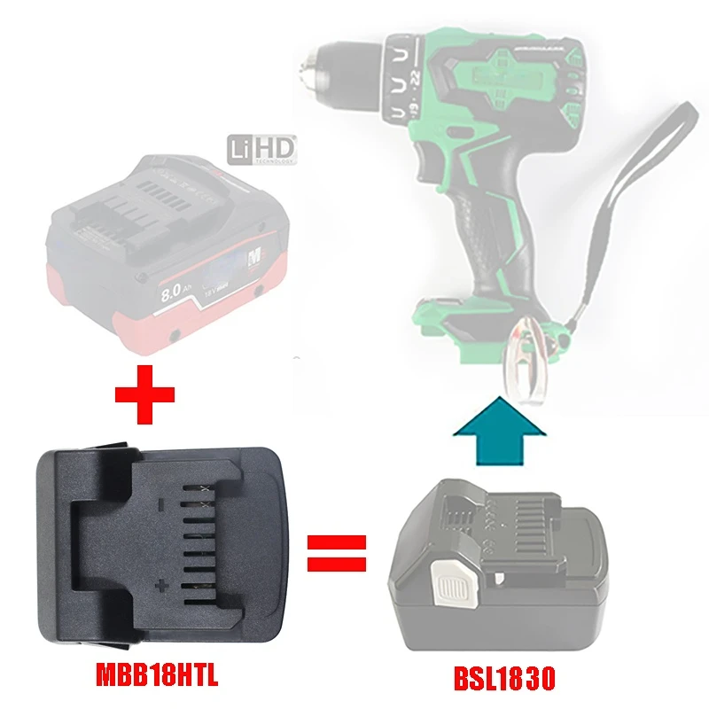 dawupine MBB18HTL Converter Adapter For Metabo 18V Li-ion Battery BS18LT SSD18LT For Hitachi Hikoki 18V Lithium Tool BSL1830