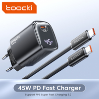 Toocki 45W GaN Charger For Phone PD Super Fast Charging 2.0 PPS Type C Display Charger For iPhone 17 16 Xiaomi 13 Samsung S23
