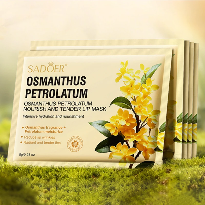 10Pcs Osmanthus Lip Mask Set SADOER Crystal Collagen Lip Patches Moisturizing Plumper Dry Cracked Lips Anti Wrinkle Skin Care