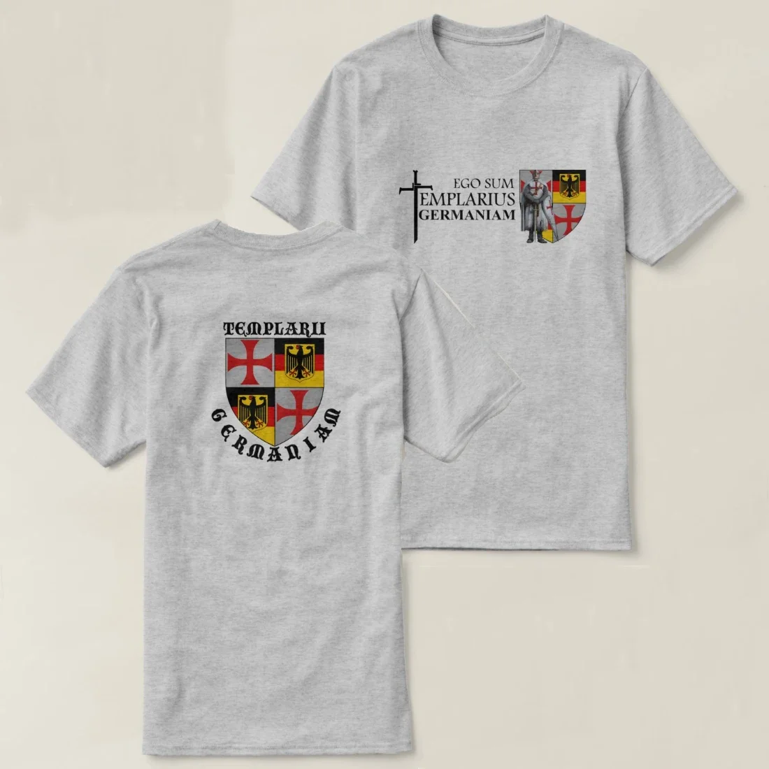 Templarius Crusader Coat of Arms Germany Knights Templar T-Shirt 100% Cotton O-Neck Short Sleeve Casual Mens T-shirt Size S-3XL