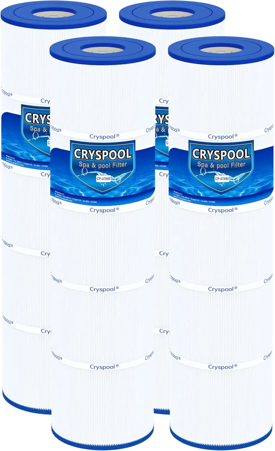 07080 Pool Filter Cartridges Replace Jandy CL460, CV460 | Compatible with A0558000, R0554600, PJAN115, C-7468, FC-0810, 4 x