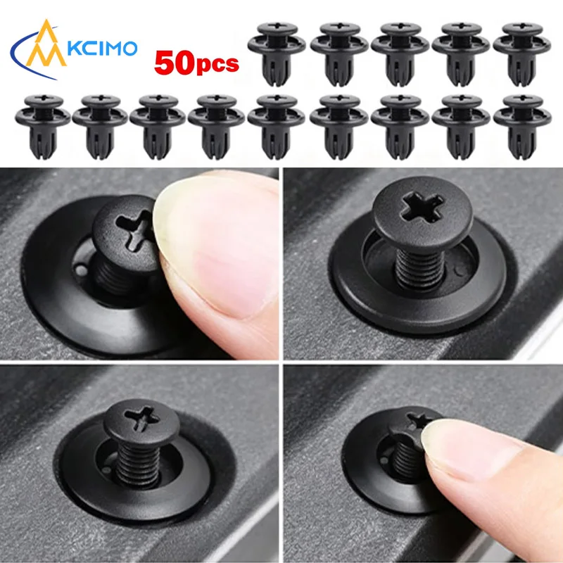 50Pcs Car Push Plastic Retainer Clips Fastener Rivets Fit Door Bumper Fender Trim SUV Sedan