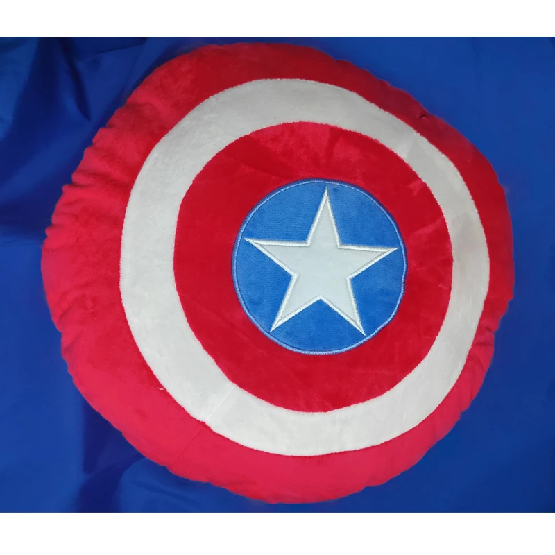 

Anime Peripheral Marvel Avengers Round Pillow Captain America Shield Spider Man Plush Cushion Q-Version Cute Gift