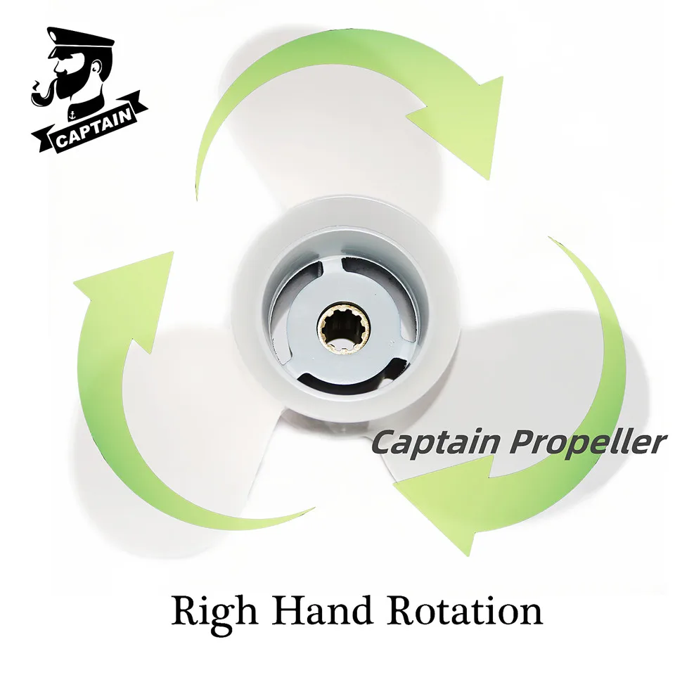 Captain Aluminum Boat Propeller Diameter 9 7/8 Pitch 9-15 Fit Yamaha Outboard Engines 20 25 30HP Motor Screw 10 Tooth Spline