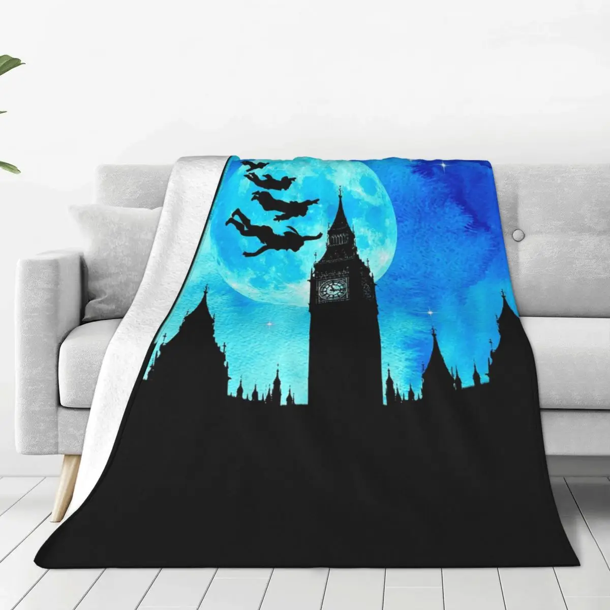 Magical Watercolor Night - Peter Pan Blankets Fleece Lightweight Sofa Throw Blankets For Couch Bedding Office Throws Bedspread