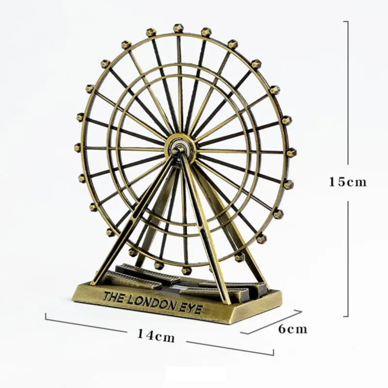 European Retro Rotatable Ferris Wheel Metal Craft Model Modern Home Decoration Dining Table Study Ornaments Decoração Para Casa