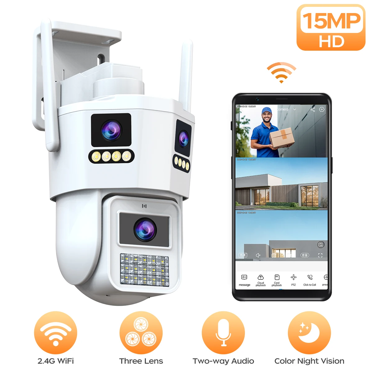 JOOAN 15MP HD trois lentilles trois écran WiFi caméra IP caméra de sécurité extérieure Ai détection humaine CCTV caméra de Surveillance vidéo
