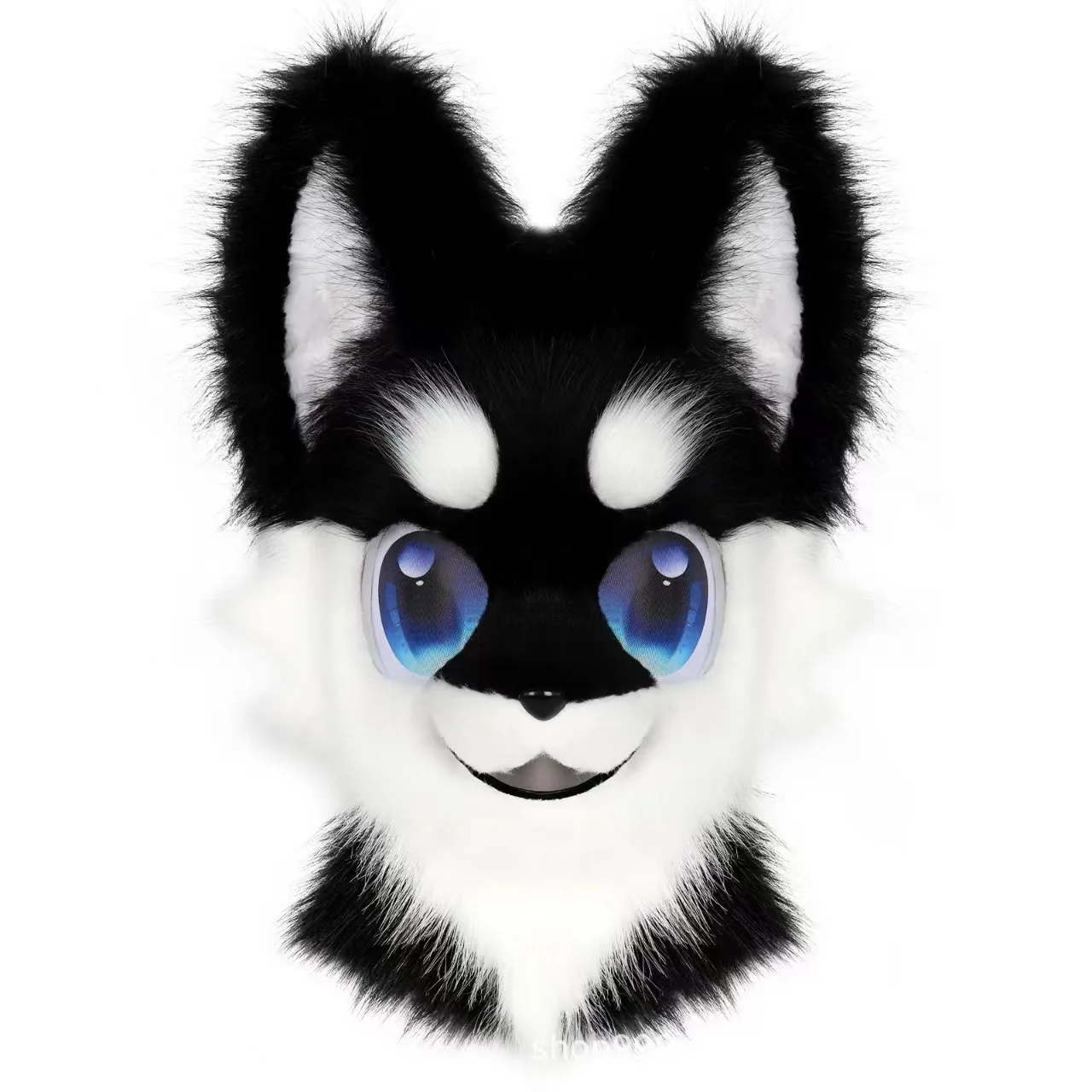 Fursuit Dog Head Black White Wearable Furry Cosplay Anthro Fursuit Props For Furry Convention For Adult Furry Enthusiasts
