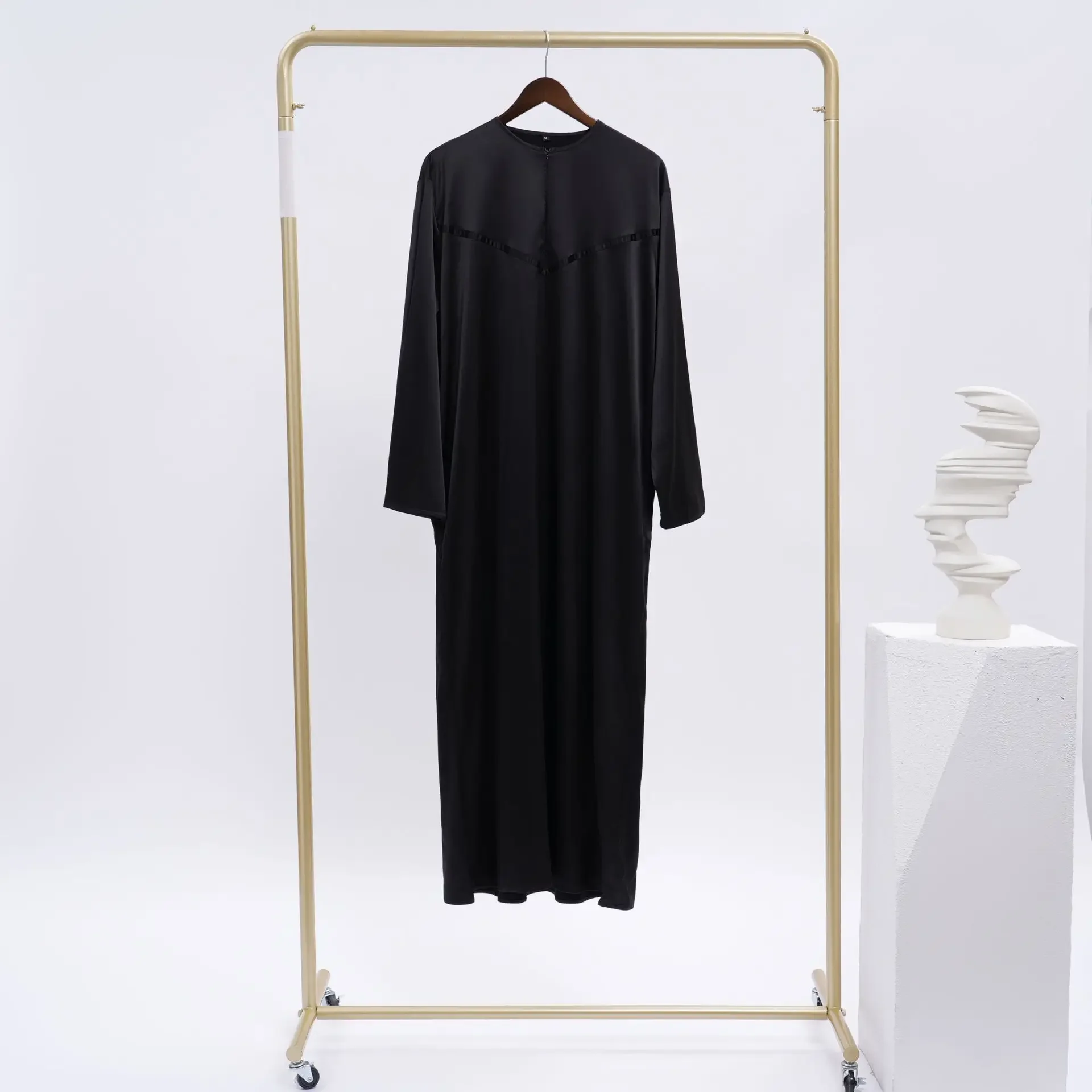 ผู้ชายเจียมเนื้อเจียมตัวยาว Robe มุสลิมชุดกิโมโน Dishdasha สวดมนต์ Abaya อิสลามดูไบซาอุดีอาระเบีย Abayas กระเป๋า Kaftan Ramadan โมร็อกโก Jubba Thobe