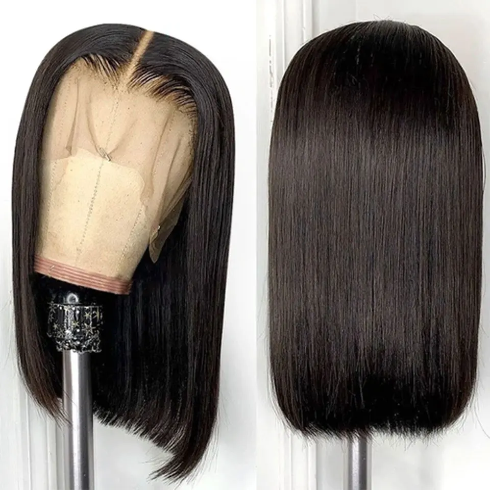 

Straight Bob Wig T Pare Human Hair Lace Wigs For Black Women India Hair Pre-Plcuked Wig 13X1 Lace Frontal Wigs Short Bob Wig