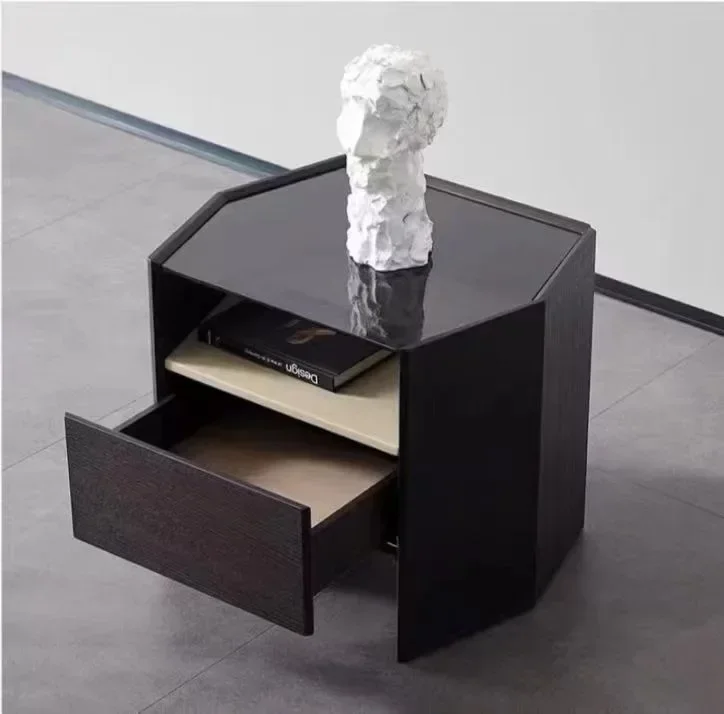 Italian Minimalist New Bedside Table Designer Diamond High-End Custom Storage Small Side Cabinet