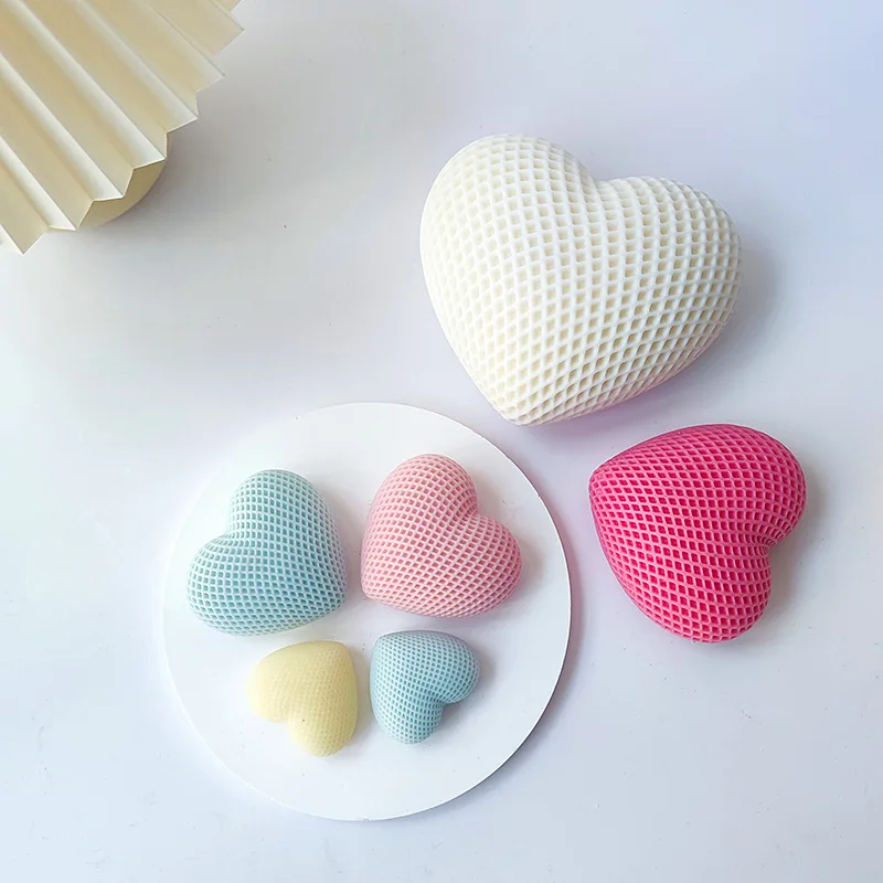 3D Woven Love Silicone Mold Love Heart Resin Candle Mold Mousse Cake Aromatherapy Candle Mould Chocolate Baking Molds Crafts