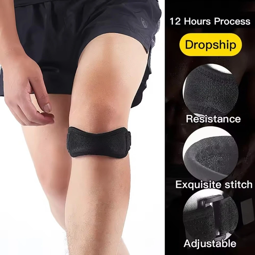 Suporte de Joelho Ajustável para Tendão Patelar com Absorção de Impacto e Compressão para Basquete - 1 Peça