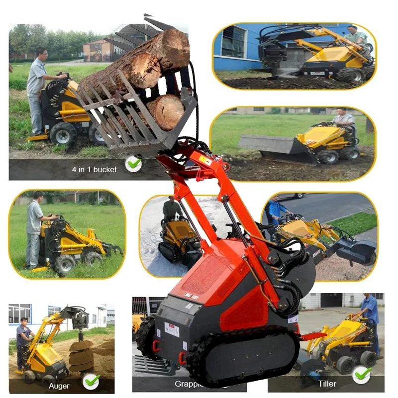 High Performance Mini Skid Steer Loader with Attachment