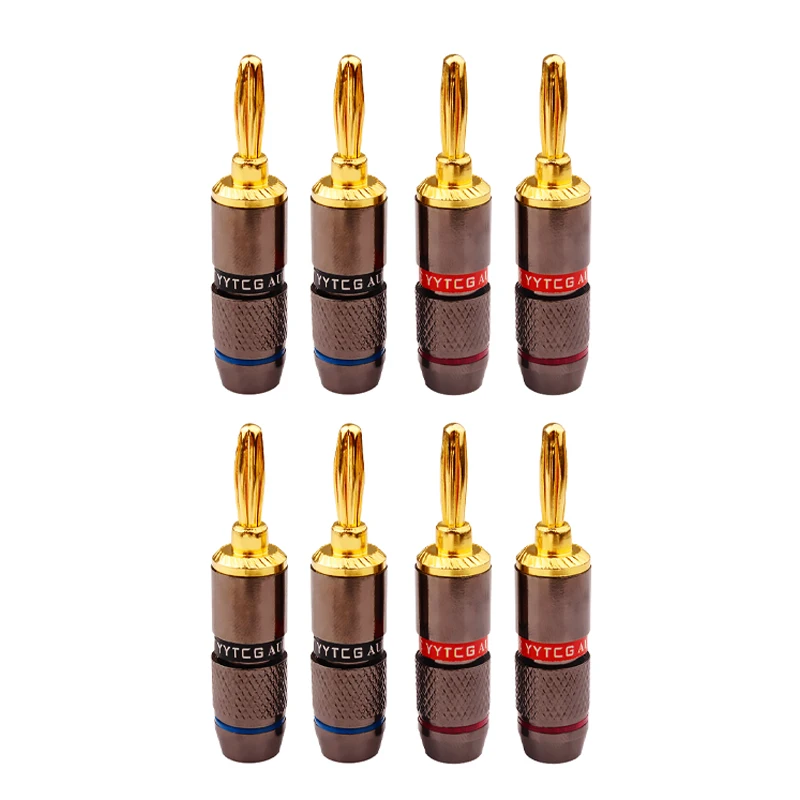 YYTCG 8pcs Gold Plated Banana Plugs Speaker Connector Adapter No Welding Audio Wire Connectors for Home Theater And Car Audio