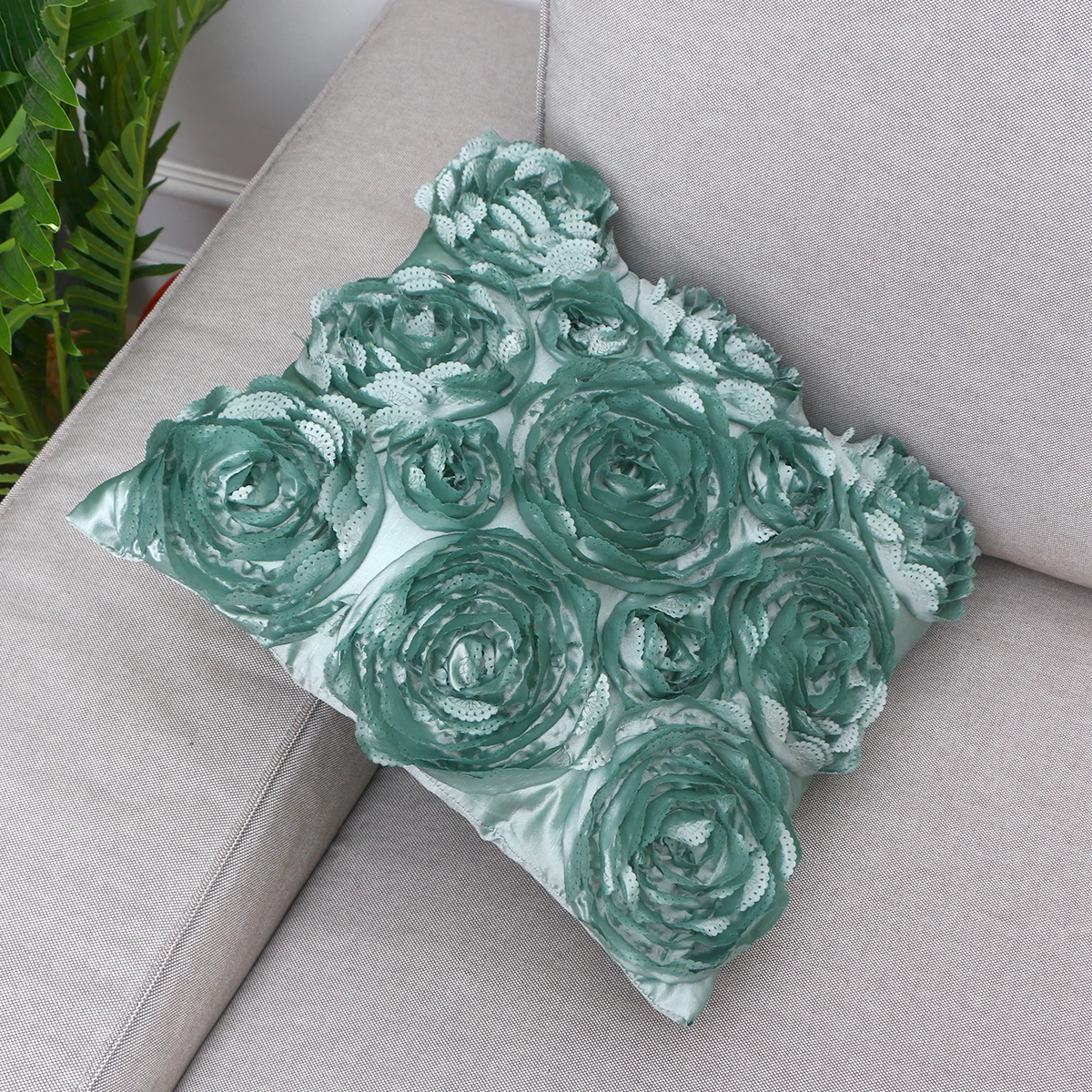 

42x42cm Rose Embroidery Throw Pillow Case Cover Pink Soft Sofa Bed Cushion Decor Home Car Hotel Cafe Throw Pillow Case