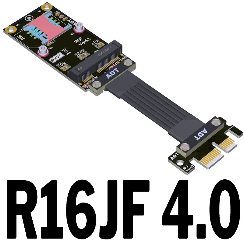 ADT M.2 NVMe / M.2 WiFi / Mini PCI-E SSD Riser Card to PCIe 4.0 x1 Riser Ribbon Adapter M-Key A.E Key NGFF mPCIe M2 For Extender