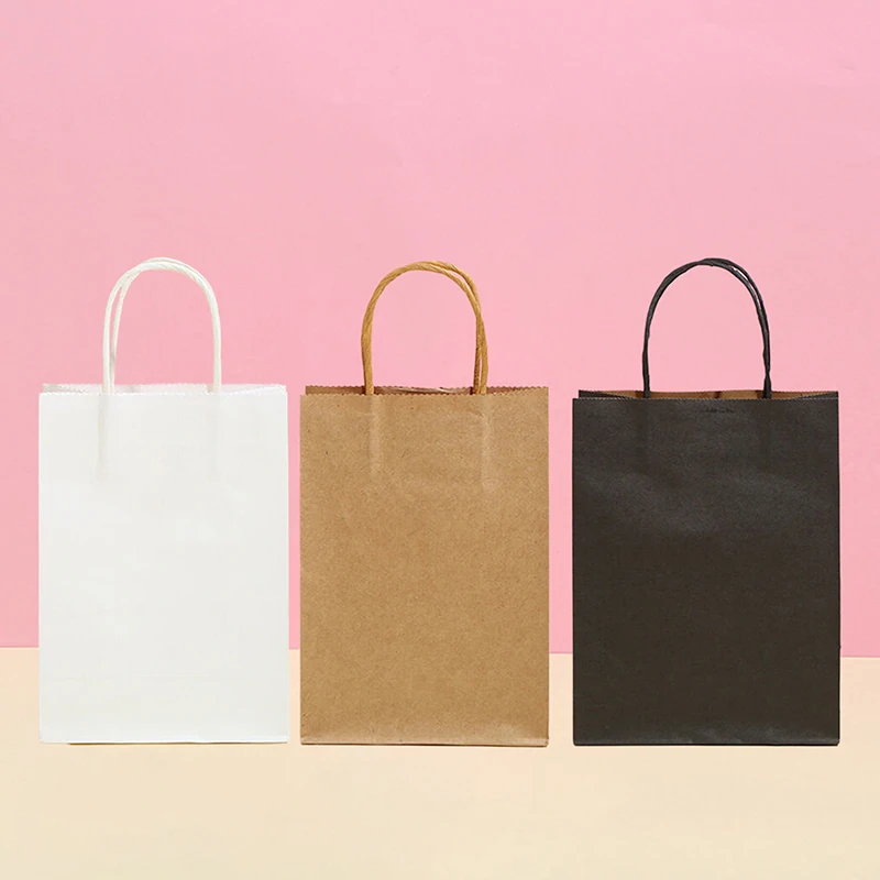 

1pcslot Kraft Paper Bag With Handles Gift Packing Bags For Store Clothes Wedding Christmas Supplies Handbags Packaging Bag