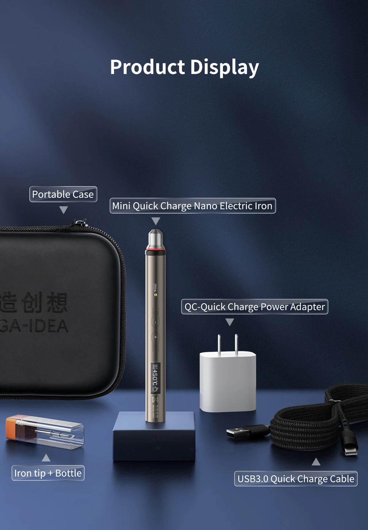 QIANLI Mini Fast Charging With 20W PD Quick Charging NANO Electric Soldering Iron Portable 115 Tip Soldering Iron Head Tool Set