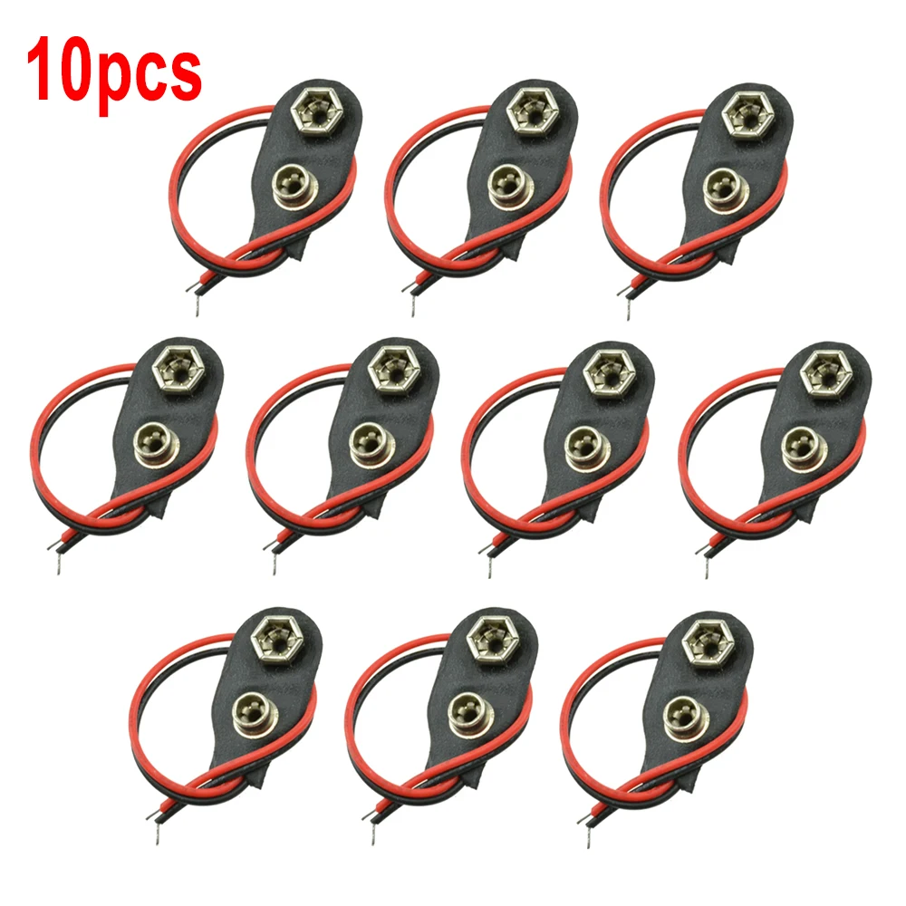 5 個 10 個 9V バッテリースナップコネクタクリップリード線ホルダー黒赤ケーブルワイヤー長さ 10 センチメートル