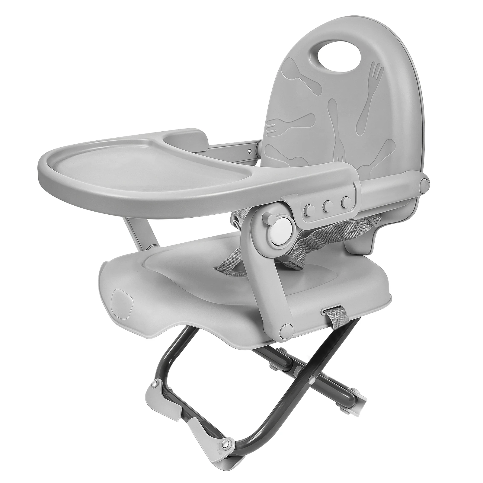 Silla Alta Portátil para Bebés y Niños Pequeños, Asiento Elevador Plegable para Silla de Comedor, de 6 Meses a 3 Años, con Bandeja Extraíble