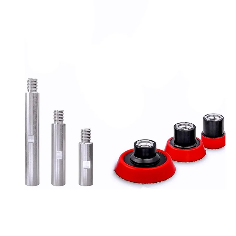 

M14 Thread Angle Grinder Extension Connecting Rod Set, 3 Pcs Angle Grinder Extension Shaft With 3 Polishing Pads-AT48