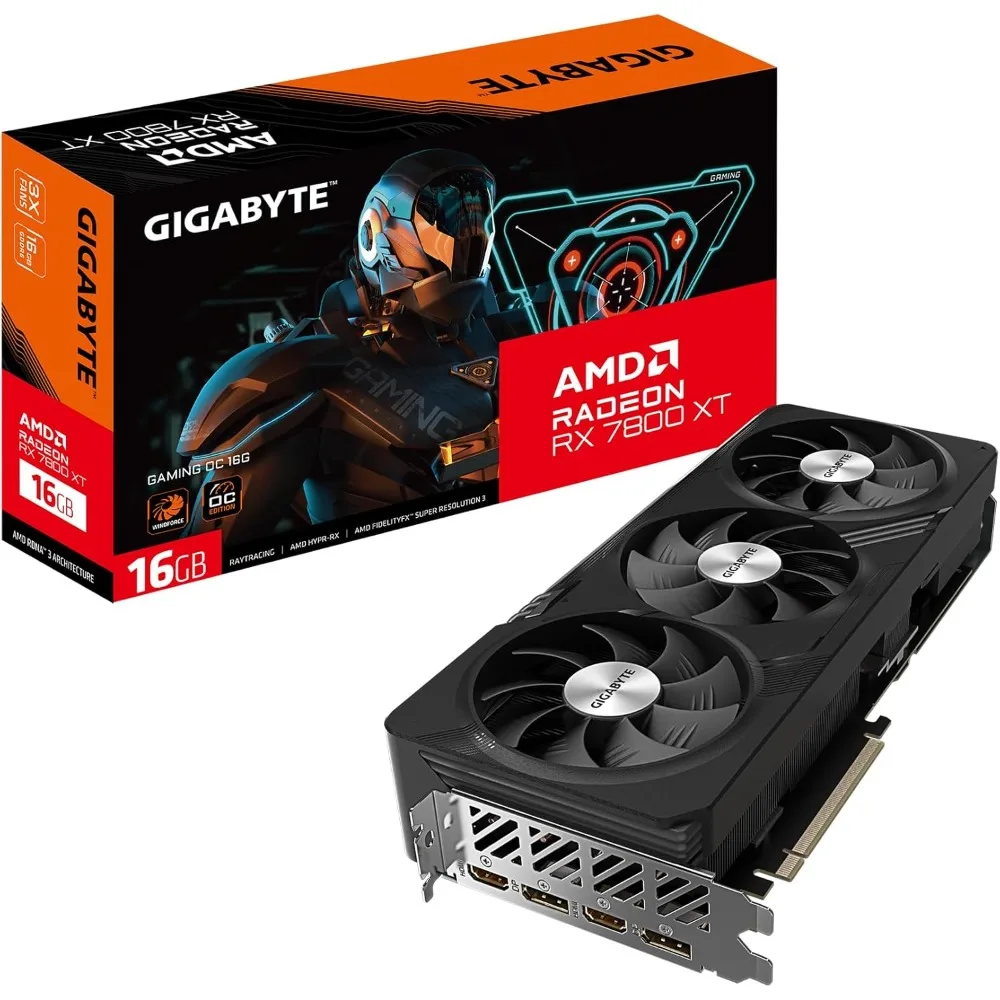 Radeon RX 7800 XT Gaming OC 16G grafische kaart, 3X WINDFORCE-ventilatoren 16 GB 256-bit GDDR6, GV-R78XTGAMING OC-16GD videokaart