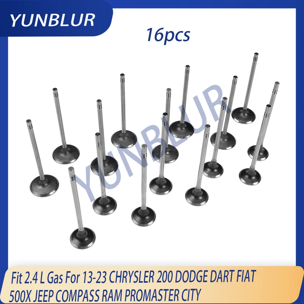 16x Engine Intake & Exhaust Valve Kit Fit 2.4 L Gas For 13-23 CHRYSLER 200 DODGE DART FIAT 500X JEEP COMPASS RAM PROMASTER CITY