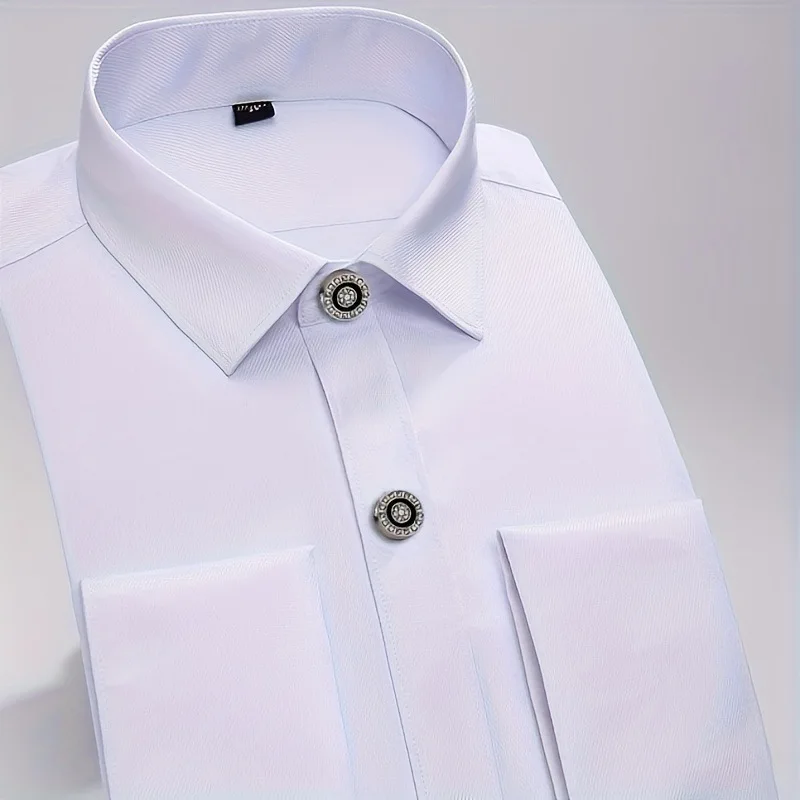 1/2PCS Non-French Shirt Black Rhinestone Cufflinks Geometric Round Button Covers Men Business Dress Wedding Accessories view 6
