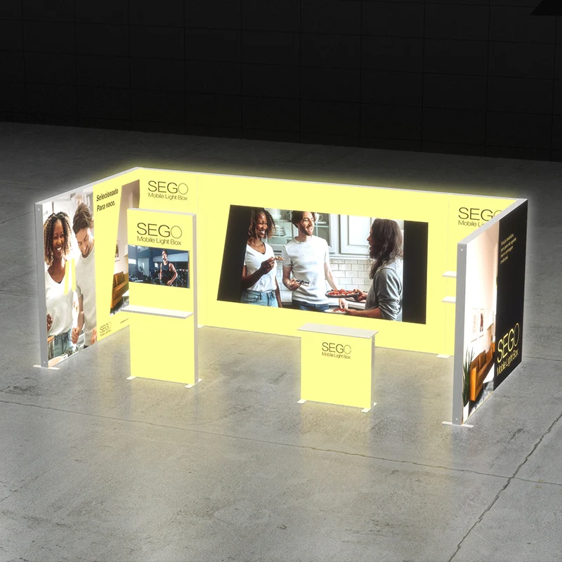 Soluzione espositiva per lightbox modulare all-in-one da 3x6 m Kit display retroilluminato portatile completo da 10x20 piedi per eventi di marketing indoor
