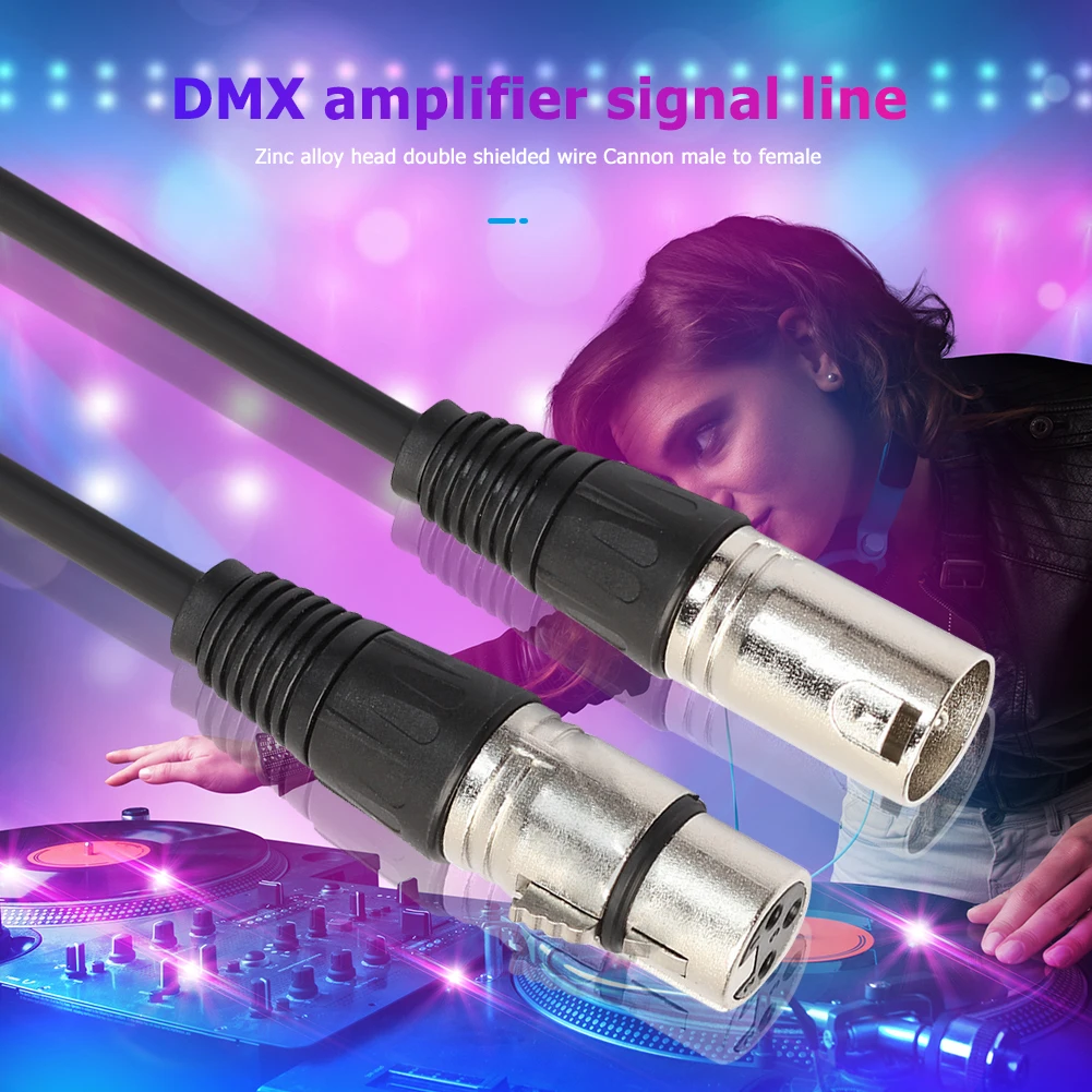 Cable de señal DMX XLR macho a XLR hembra Cable de Audio 3 pines XLR macho a hembra Cable de micrófono para luz Par LED lámpara de haz de cabeza móvil