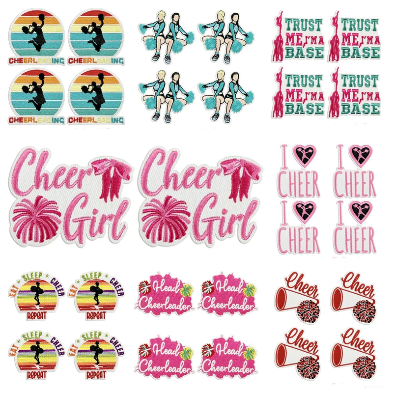 10PCS Wholesale Cheer Leading Girl Embroidered Patches Iron On Patches For Clothing Thermoadhesive Patches On Clothes DIY Badge