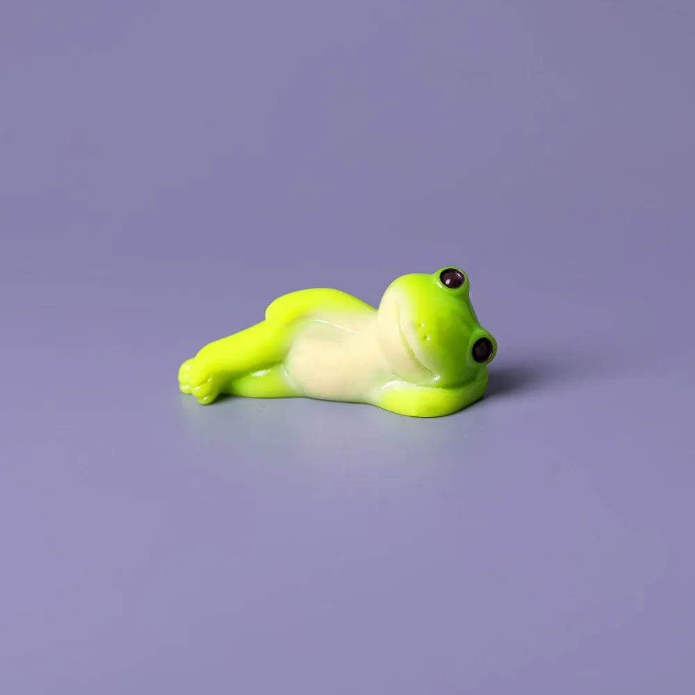 6pcs Miniature Size Cartoon Frog Figurine Desktop Sized Cartoon Style Mini Frog Ornament Micro Landscape Compatible