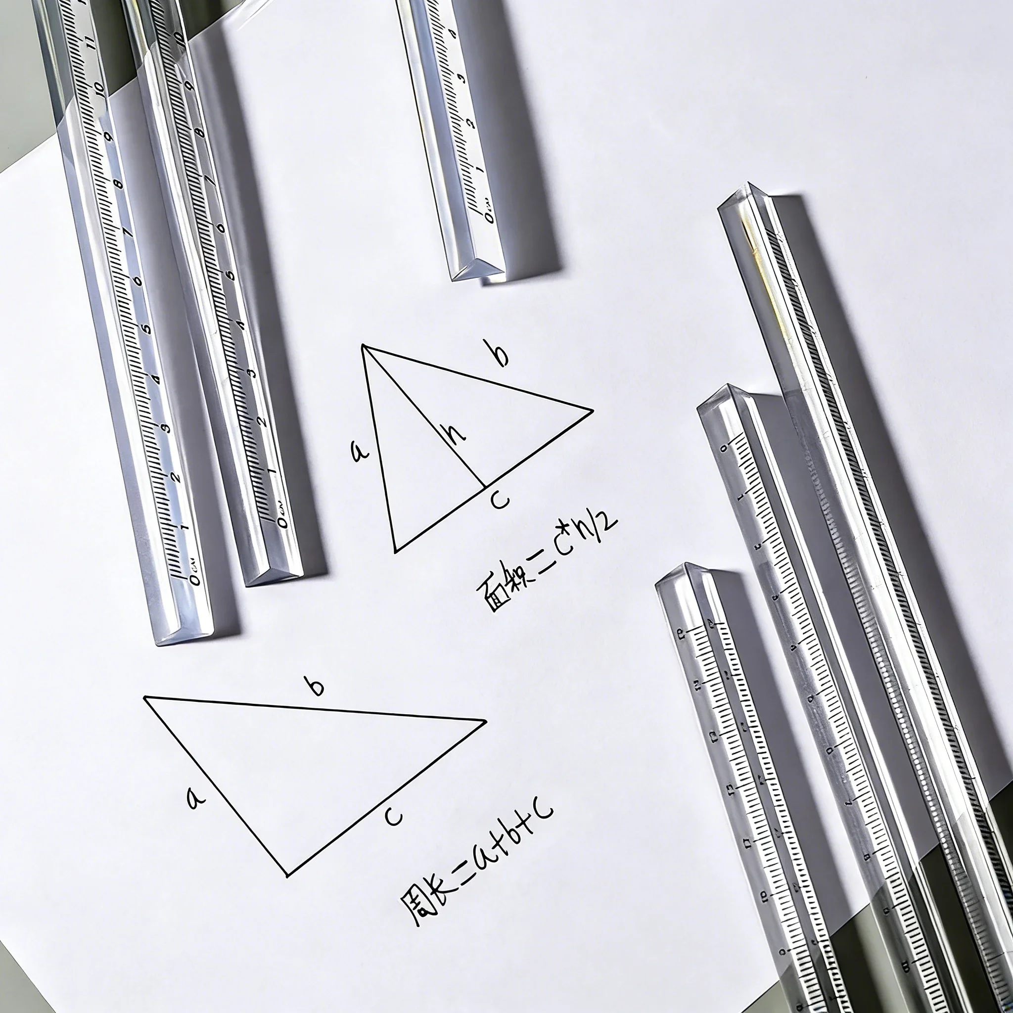Kawaii Transparent Triangle Ruler - 15cm/20cm Cute Cartoon Drawing Tool for School, Office & Gift