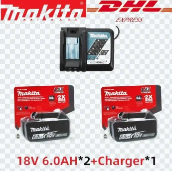 

Original Makita 18v 6.0Ah makita tools drill batteryCompatible with BL1815,BL1830,BL1850.Double-pack with LED charge indicator
