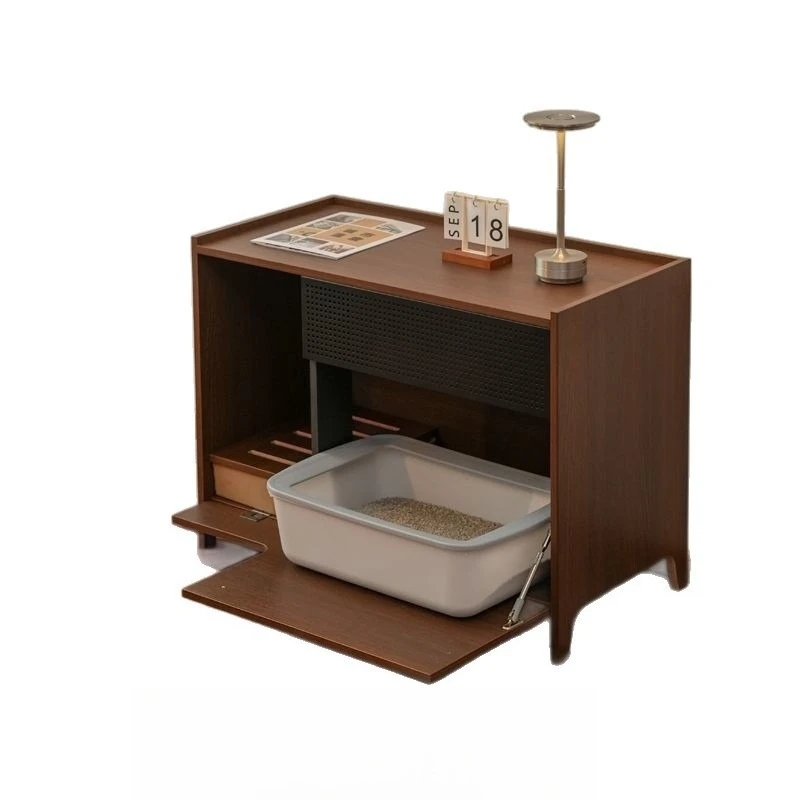 Large solid wood sand filter splash-proof cat house cabinet cat nest semi-closed cat litter shit basin