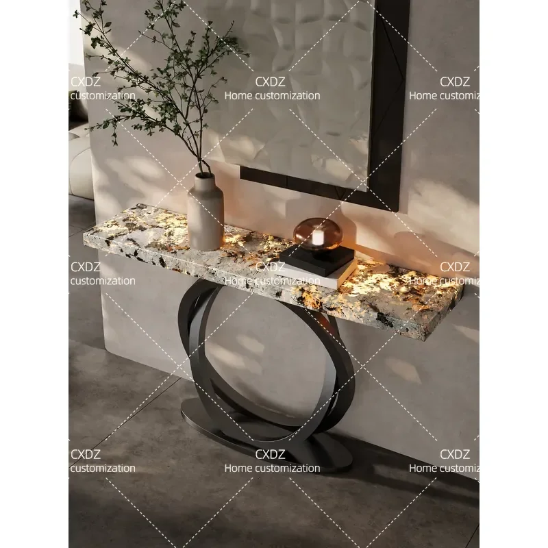 Italian Light Luxury Entrance Table Modern Simple Blue Crystal Luminous Stone Star Ring Console Table Against The Wall