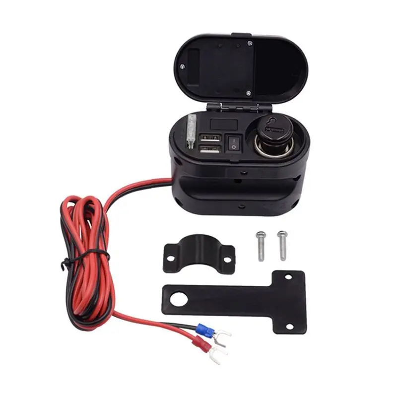 

A82M-LED Voltmeter Time Display Motorcycle Dual Moto Usb Waterproof Cigarette Lighter Socket Kit Power For Boat ATV