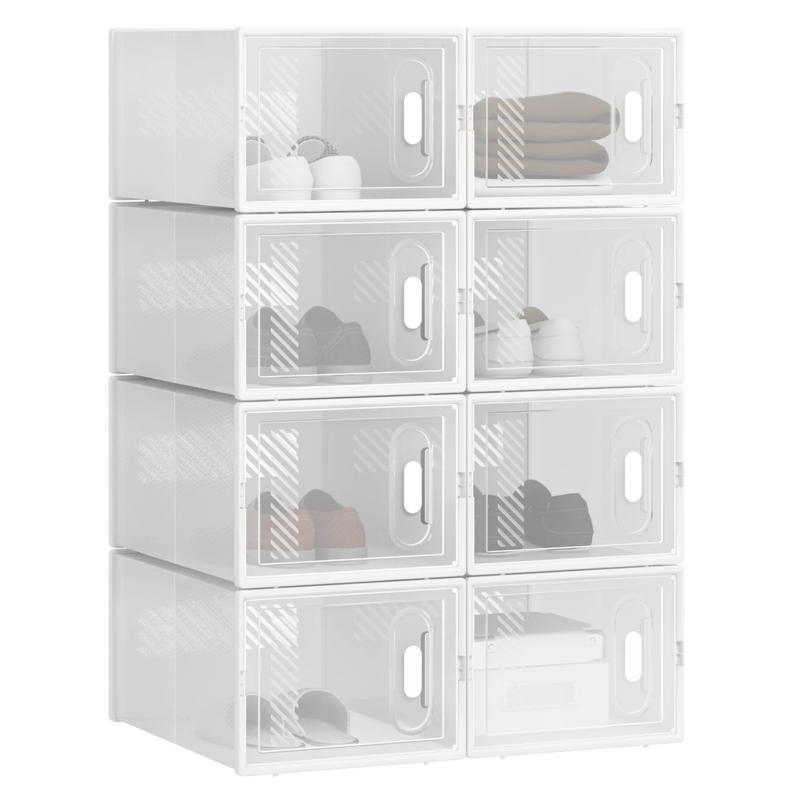 WOLTU Staubdichte Schuh-Organizer, 8/12/18 Stück, Schuhregal, Schrank, transparente Aufbewahrung, faltbar, stapelbar, Kunststoff-Spielzeugkästen mit Deckel