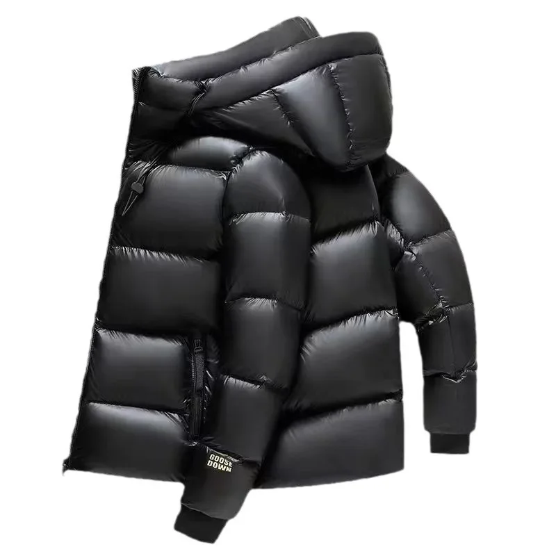 Mannen Winter Mode Witte Eend Donzen Jas Man Retro Licht Donzen Jassen Mannen Effen Kleur Losse Capuchon Overjassen H381